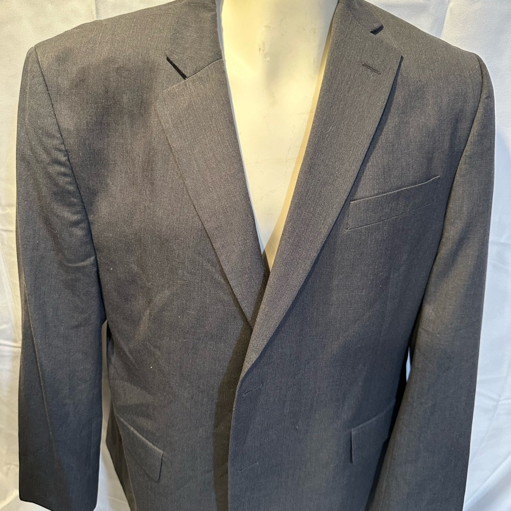 Stafford Classic Fit Travel Suit gray Wool Blend Blazer Jacket 46 Regular .
